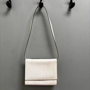 Vintage Bally Structured Off White Leather Handbag